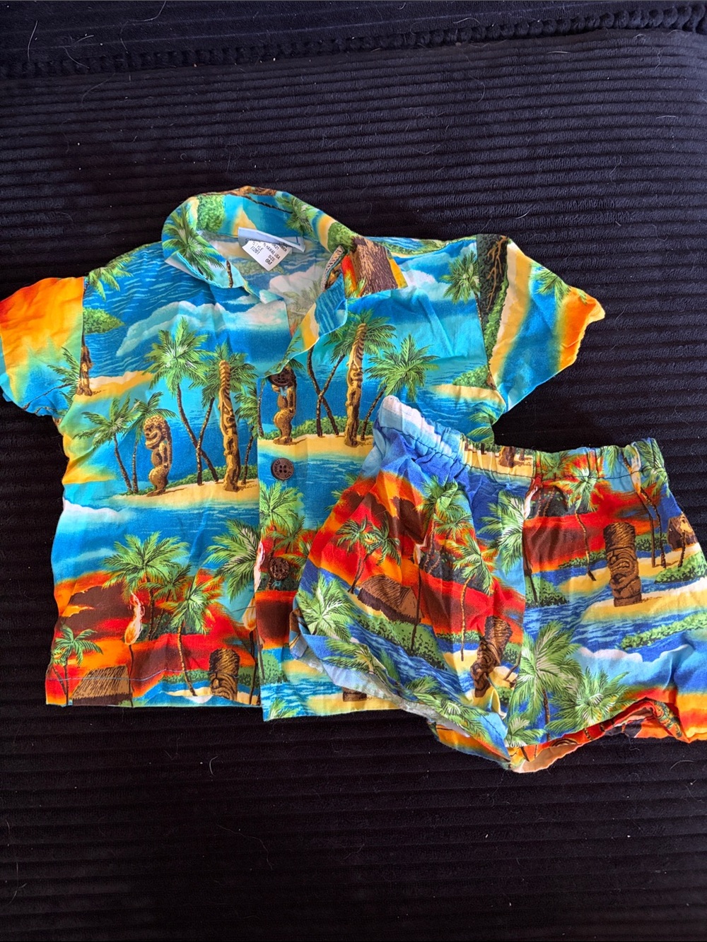 Hawaiian Two-Piece Shirt & Shorts Set - Bright Multicolor